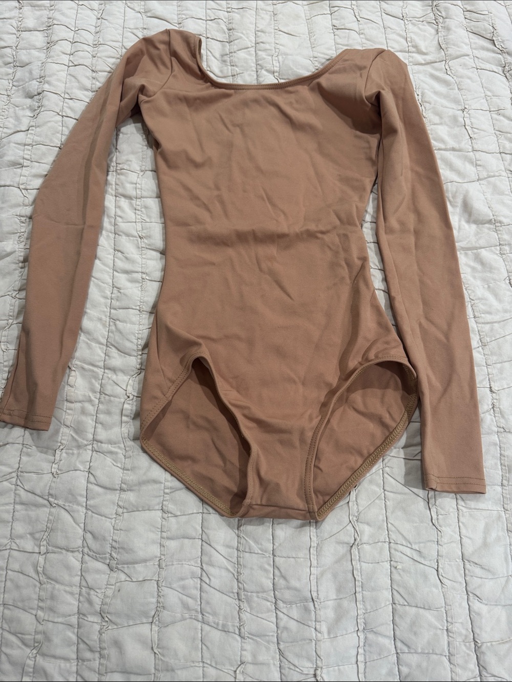 Capezio Kids Long Sleeve One-Piece Bodysuit in Nude Tan